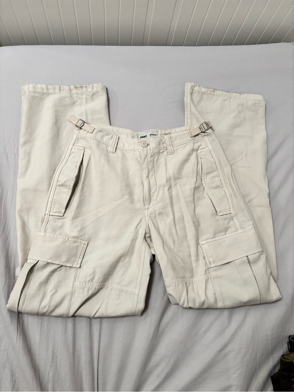 TNA Cream Cargo Pants with Utility Pockets